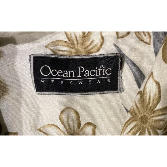 Ocean Pacific Hawaiian Shirt Mens Sz Small Earth Tones Aloha Pineapples EUC - Picture 3 of 4
